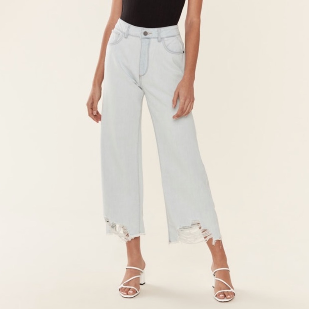 DL1961 hepburn high rise wide leg palermo light wash jeans